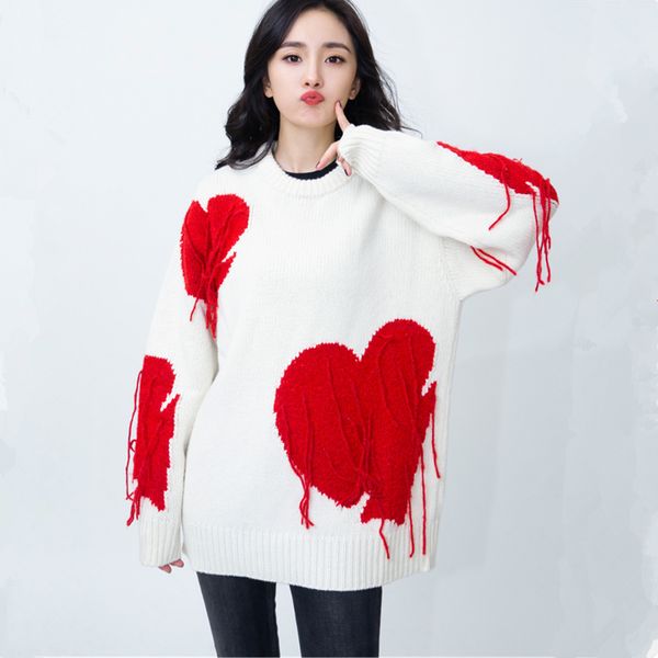 sweaters 2021 oaf lazy ladies red heart fashion women loose tassel oversized sweater knitted pullover jumper, White;black
sweaters 2021 oaf lazy ladies red heart fashion women loose tassel oversized sweater knitted pullover jumper, White;black