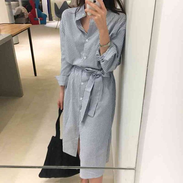 s-xl striped shirt summer high waist women cute a-line long sleeve dresses female 210423, Black;gray
s-xl striped shirt summer high waist women cute a-line long sleeve dresses female 210423, Black;gray