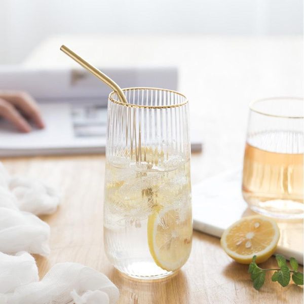 japanese style fashion gold-rimmed vertical-patterned glass cup with gold and heat-resistant household simple thicken juice wine glasses
japanese style fashion gold-rimmed vertical-patterned glass cup with gold and heat-resistant household simple thicken juice wine glasses