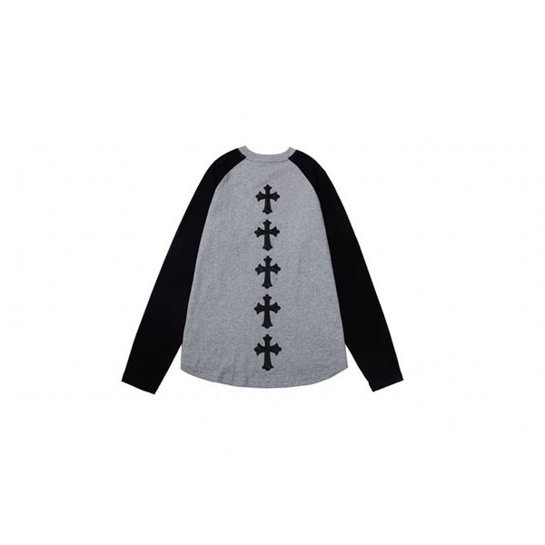 ch2021ss autumn winter new cross embroidery stitching round neck long sleeve t-shirt, Black
ch2021ss autumn winter new cross embroidery stitching round neck long sleeve t-shirt, Black