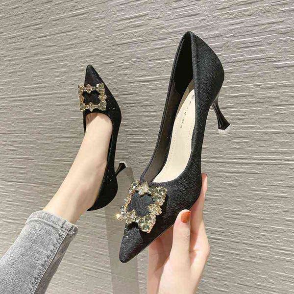 dress shoes high heels 76008 high heel's thin heels 2022 summer woven cloth square buckle pointed shallow mouth temperament single shoe, Black
dress shoes high heels 76008 high heel's thin heels 2022 summer woven cloth square buckle pointed shallow mouth temperament single shoe, Black