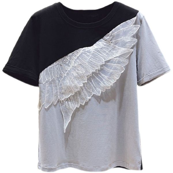 summer fashion lace patchwork woman t shirt chic contrast color short sleeve ladies simple o-neck woamen tshirts 210514, White
summer fashion lace patchwork woman t shirt chic contrast color short sleeve ladies simple o-neck woamen tshirts 210514, White