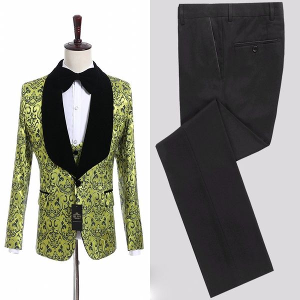 men's suits & blazers groomsmen greenyellow pattern groom tuxedos shawl black lapel men side vent wedding/prom man ( jacket+pants+, White;black
men's suits & blazers groomsmen greenyellow pattern groom tuxedos shawl black lapel men side vent wedding/prom man ( jacket+pants+, White;black