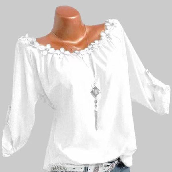 women's blouses & shirts floral appliques blouse women clothing casual solid elegant loose o neck button long sleeve shirt plus size pu, White
women's blouses & shirts floral appliques blouse women clothing casual solid elegant loose o neck button long sleeve shirt plus size pu, White