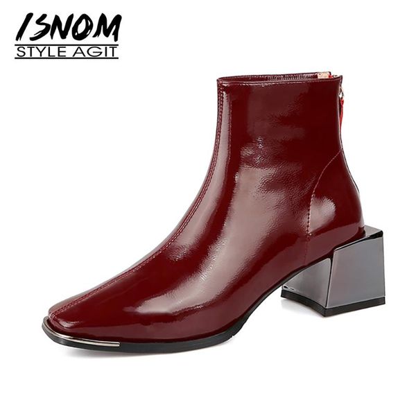boots isnom women's genuine leather metal decoration square toe zip thick high heels booties ladies fashion spring autumn shoes, Black
boots isnom women's genuine leather metal decoration square toe zip thick high heels booties ladies fashion spring autumn shoes, Black