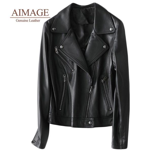 women's leather & faux women genuine jacket zipper casual soft sheepskin coat comfort jaqueta de couro feminina slim real coats py001, Black
women's leather & faux women genuine jacket zipper casual soft sheepskin coat comfort jaqueta de couro feminina slim real coats py001, Black
