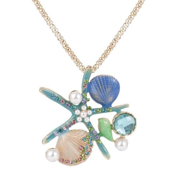 pendant necklaces gift for women girls pearl starfish blue enamel shell choker long necklace accessories jewelry sweater chain, Silver
pendant necklaces gift for women girls pearl starfish blue enamel shell choker long necklace accessories jewelry sweater chain, Silver
