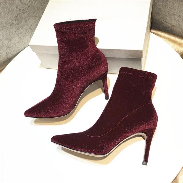 boots wine red thin heels shoes autumn winter velvet stretch high-heeled pointed stiletto socks black skinny
boots wine red thin heels shoes autumn winter velvet stretch high-heeled pointed stiletto socks black skinny