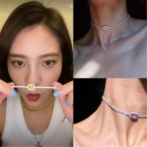 pendant necklaces yellow pink cubic zirconia choker necklace iced out chain crystal charm for women christmas gift boho jewelry collares, Silver
pendant necklaces yellow pink cubic zirconia choker necklace iced out chain crystal charm for women christmas gift boho jewelry collares, Silver