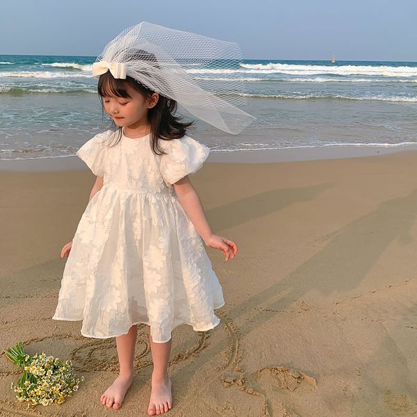 girls summer dress big flower puff sleeve sweet cute dress applique flowers white princess party dress new children clothing, Red;yellow
girls summer dress big flower puff sleeve sweet cute dress applique flowers white princess party dress new children clothing, Red;yellow