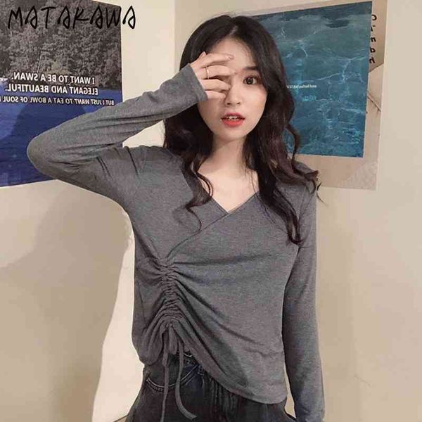 matakawa long-sleeved t-shirt women's spring korean style slim t shirt for women versatile drawstring woman tshirts 210513, White
matakawa long-sleeved t-shirt women's spring korean style slim t shirt for women versatile drawstring woman tshirts 210513, White