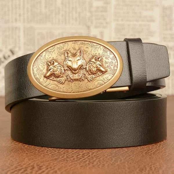belts three wolf head relief automatic buckle men's real cowhide leisure, Black;brown
belts three wolf head relief automatic buckle men's real cowhide leisure, Black;brown