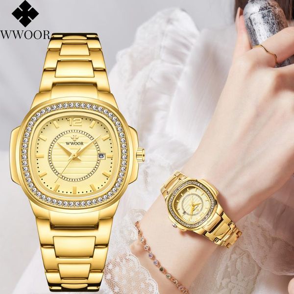 wristwatches 2021 women wrist watches wwoor brand classic geneva diamond watch ladies stainless steel gold quartz clock relogio feminino, Slivery;brown
wristwatches 2021 women wrist watches wwoor brand classic geneva diamond watch ladies stainless steel gold quartz clock relogio feminino, Slivery;brown