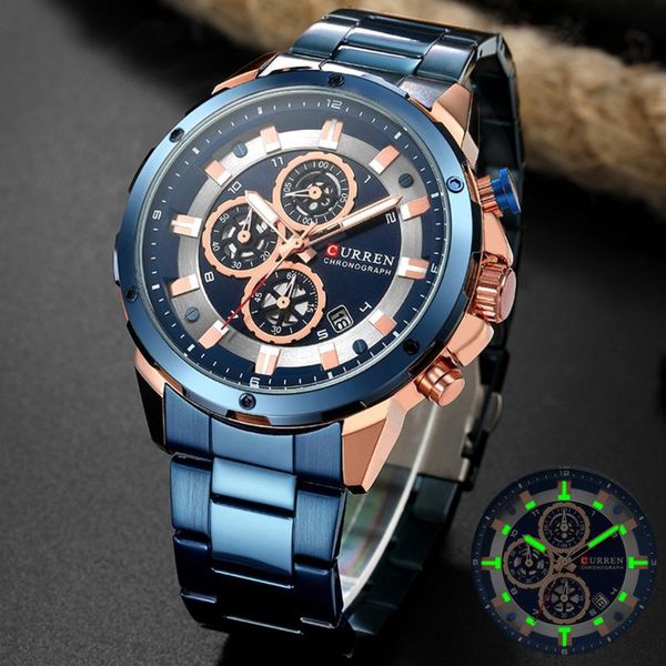 wristwatches curren mens watches luxury quartz stainless steel blue clock brand sporty watch with chronograph, Slivery;brown
wristwatches curren mens watches luxury quartz stainless steel blue clock brand sporty watch with chronograph, Slivery;brown