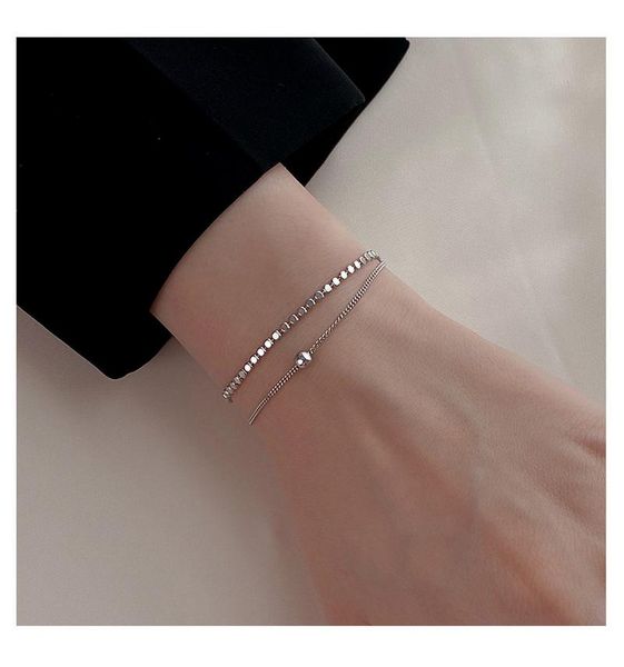 link, chain 2021 korean fashion small round piece bracelet double-layer beads versatile charms bracelets for women pulseras, Black
link, chain 2021 korean fashion small round piece bracelet double-layer beads versatile charms bracelets for women pulseras, Black