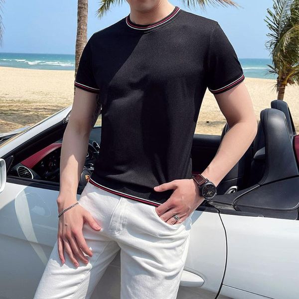 men's t-shirts british style t-shirt for men 2021 summer short sleeve business casual slim streetwear social nightclub o-neck tees, White;black
men's t-shirts british style t-shirt for men 2021 summer short sleeve business casual slim streetwear social nightclub o-neck tees, White;black