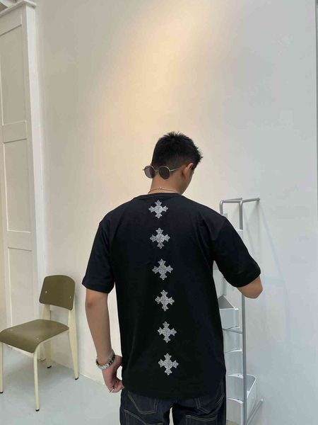 2021 summer ch roman hoof cross embroidery drill crew neck casual cotton short sleeve t-shirt unisex, White;black
2021 summer ch roman hoof cross embroidery drill crew neck casual cotton short sleeve t-shirt unisex, White;black