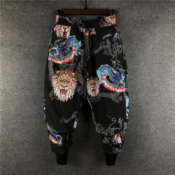 men's pants mens fashion harem summer thin chinese style quick-dry printed casual trousers korean streetwear, Black
men's pants mens fashion harem summer thin chinese style quick-dry printed casual trousers korean streetwear, Black