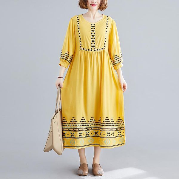 arrival three quarter sleeve spring summer dress cotton embroidery holiday travel casual women vintage long dresses, Black;gray
arrival three quarter sleeve spring summer dress cotton embroidery holiday travel casual women vintage long dresses, Black;gray
