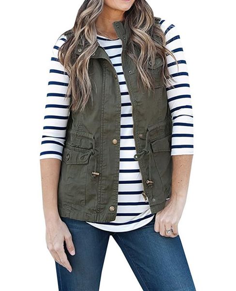 women's vests nantersan lightweight sleeveless stretchy drawstring jacket vest mandarin collar solid color casual women, Black;white
women's vests nantersan lightweight sleeveless stretchy drawstring jacket vest mandarin collar solid color casual women, Black;white