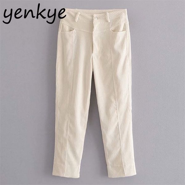 vintage solid color corduroy pants women button high waist elegant lady casual office autumn pencil long ldzz6329 210514, Black;white
vintage solid color corduroy pants women button high waist elegant lady casual office autumn pencil long ldzz6329 210514, Black;white