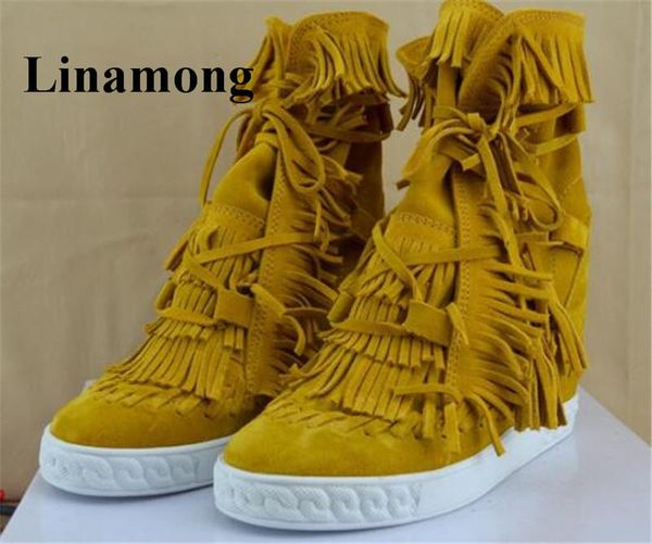 fashion fringe lace up flock solid casual women shoes height increasing ankle ladies sport normal size sandals, Black
fashion fringe lace up flock solid casual women shoes height increasing ankle ladies sport normal size sandals, Black