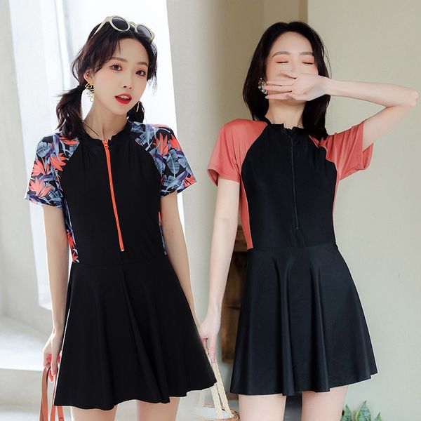 swimsuit women's one-piece color matching student long sleeves cover belly show thin korean conservative boxers small chest style, White;black
swimsuit women's one-piece color matching student long sleeves cover belly show thin korean conservative boxers small chest style, White;black
