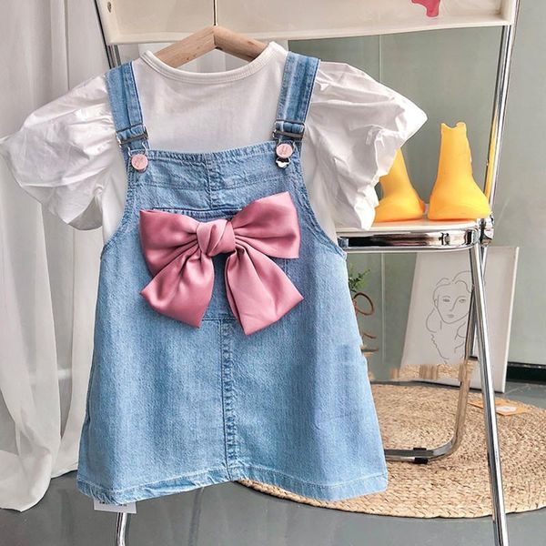 clothing sets fashion korean little girls set cute short sleeve shirt&bow tie denim overalls children clothes summer outfits, White
clothing sets fashion korean little girls set cute short sleeve shirt&bow tie denim overalls children clothes summer outfits, White