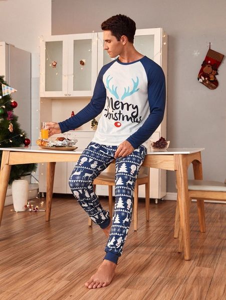 men 1pc christmas print raglan sleeve sleep tee & 1pc sleep pants w98g#, Black;brown
men 1pc christmas print raglan sleeve sleep tee & 1pc sleep pants w98g#, Black;brown