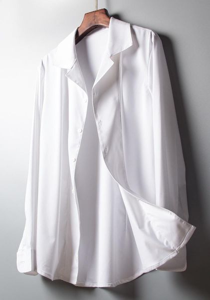 men's casual shirts solid color summer bottoming high-end silk floss micro-transparent business slim long sleeve shirt, White;black
men's casual shirts solid color summer bottoming high-end silk floss micro-transparent business slim long sleeve shirt, White;black