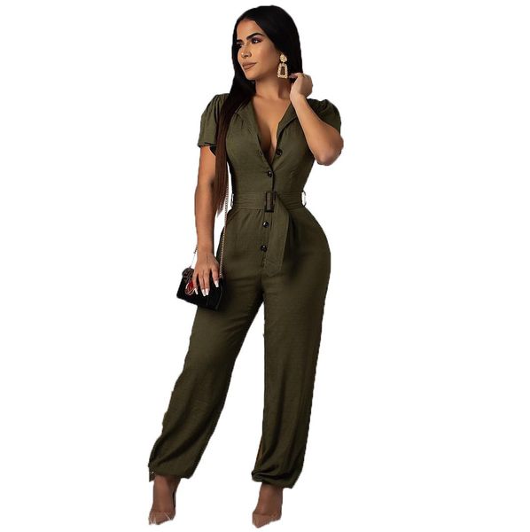 womens jumpsuit long pants summer v-neck short sleeve high waist loose romper woman casual front button army green jumpsuit 210414, Black;white
womens jumpsuit long pants summer v-neck short sleeve high waist loose romper woman casual front button army green jumpsuit 210414, Black;white