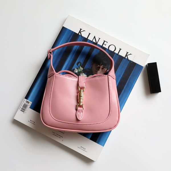 design 2021 new fashion 1961 jackie saddle french underarm niche design buckle handbag, Red;black