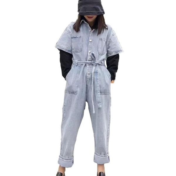 women's jumpsuits & rompers vefadisa patchwork sleeve denim women 2021 spring lapel long cowboy with sashes qyf1983, Black;white
women's jumpsuits & rompers vefadisa patchwork sleeve denim women 2021 spring lapel long cowboy with sashes qyf1983, Black;white