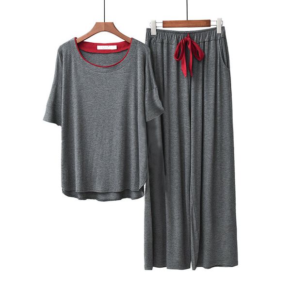 women's sleepwear 2 pieces set sleepwear for women pajamas suit summer short sleeve homewear female light/deep gray modal soft home clo, Black;red
women's sleepwear 2 pieces set sleepwear for women pajamas suit summer short sleeve homewear female light/deep gray modal soft home clo, Black;red