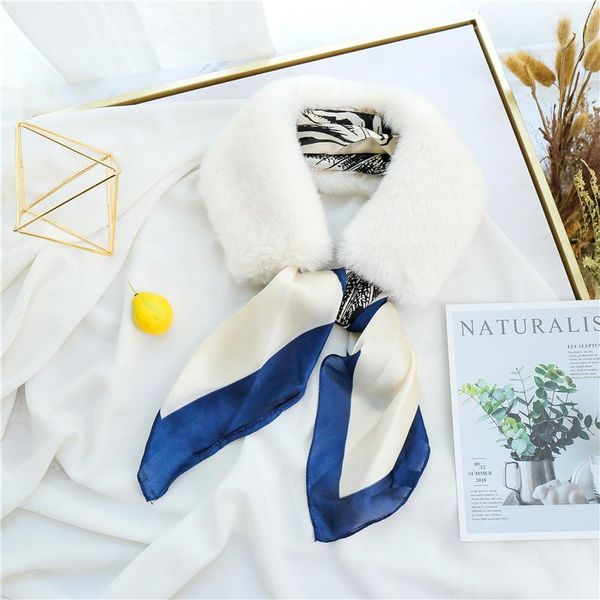 scarves 2021 blue scarf ladie elegant luxury silk for women faux fur collar thick neck warmer coat inverno cachecol, Blue;gray
scarves 2021 blue scarf ladie elegant luxury silk for women faux fur collar thick neck warmer coat inverno cachecol, Blue;gray