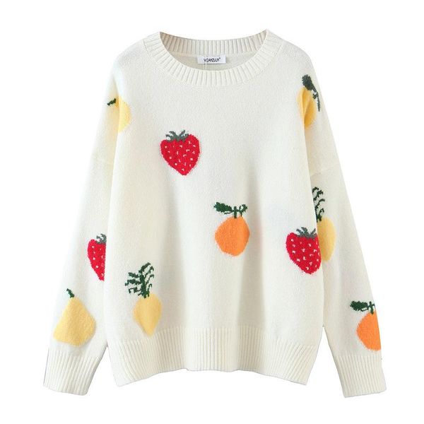 women's sweaters xds - 6767 2021 autumn europe and the united states strawberry fruit knit female, White;black
women's sweaters xds - 6767 2021 autumn europe and the united states strawberry fruit knit female, White;black