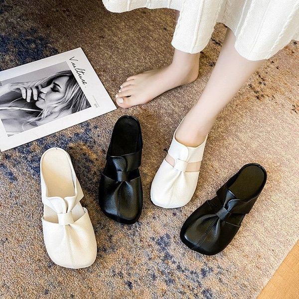 slippers cover toe shoes flat slides loafers fashion mules for women 2021 pantofle string bead luxury summer fabric pu basic, Black 
slippers cover toe shoes flat slides loafers fashion mules for women 2021 pantofle string bead luxury summer fabric pu basic, Black