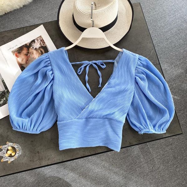 women's blouses & shirts 2021 summer korea fashion women casual sweet solid color short v-neck puff sleeve blouse and blusas mujer de, White
women's blouses & shirts 2021 summer korea fashion women casual sweet solid color short v-neck puff sleeve blouse and blusas mujer de, White