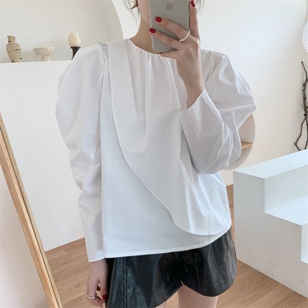 spring autumn women's blouse korean retro wild round neck pleated solid color loose long-sleeved female ll407 210506, White
spring autumn women's blouse korean retro wild round neck pleated solid color loose long-sleeved female ll407 210506, White