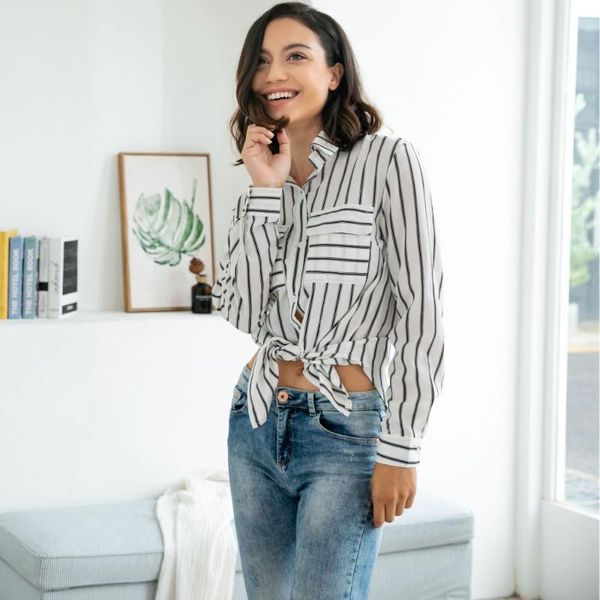 women's blouses & shirts fashion personality blouse v-neck striped shirt slim loose casual ladies, White
women's blouses & shirts fashion personality blouse v-neck striped shirt slim loose casual ladies, White