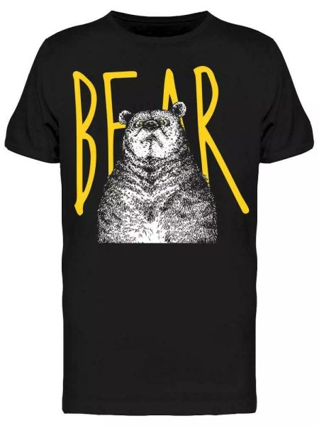 grizzly bear design tee men's -image by shutterstock, White;black