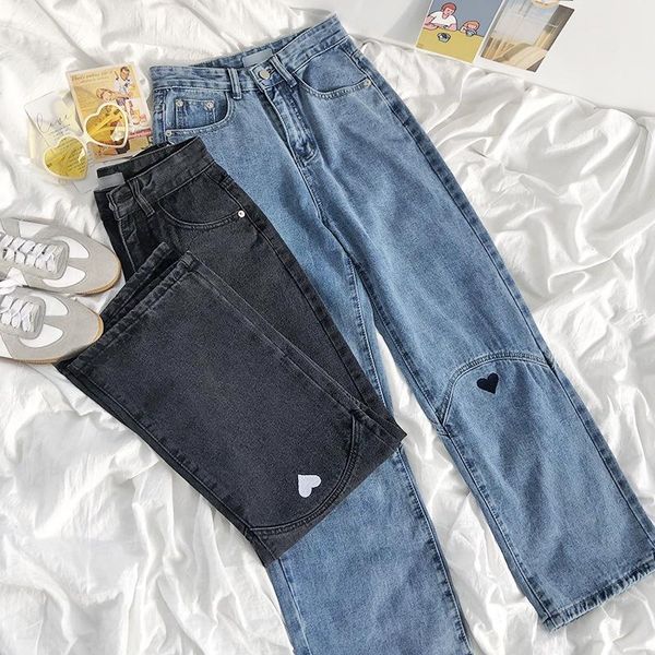 women's pants & capris 2021 fashion heart jeans for girls baggy woman high waist streetwear denim trousers mujer wide leg, Black;white
women's pants & capris 2021 fashion heart jeans for girls baggy woman high waist streetwear denim trousers mujer wide leg, Black;white