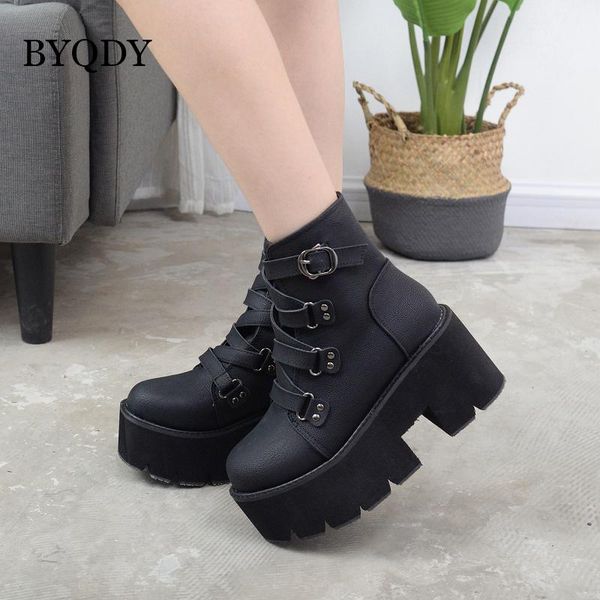 boots byqdy punk platform for woman lace-up ankle female round toes wedges high heels shoes plus 41-42 thick bottom, Black
boots byqdy punk platform for woman lace-up ankle female round toes wedges high heels shoes plus 41-42 thick bottom, Black