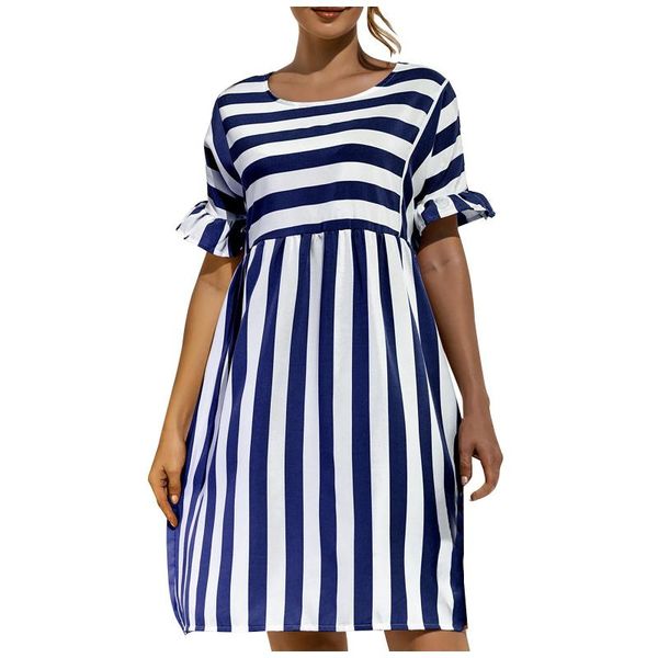 women's swimwear women simple striped summer dress ruffle short sleeve blue pink yellow high waist dresses ladies 2021 o-neck vestidos, White;black
women's swimwear women simple striped summer dress ruffle short sleeve blue pink yellow high waist dresses ladies 2021 o-neck vestidos, White;black