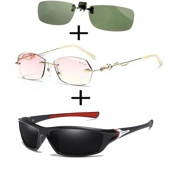 sunglasses 3pcs alloy luxury frameless rimless reading glasses women ladies + polarized ultralight sports clip, White;black
sunglasses 3pcs alloy luxury frameless rimless reading glasses women ladies + polarized ultralight sports clip, White;black