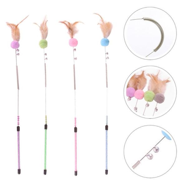 set 4 pcs cat toys teaser plush feather wand sticks (random color) 
set 4 pcs cat toys teaser plush feather wand sticks (random color)