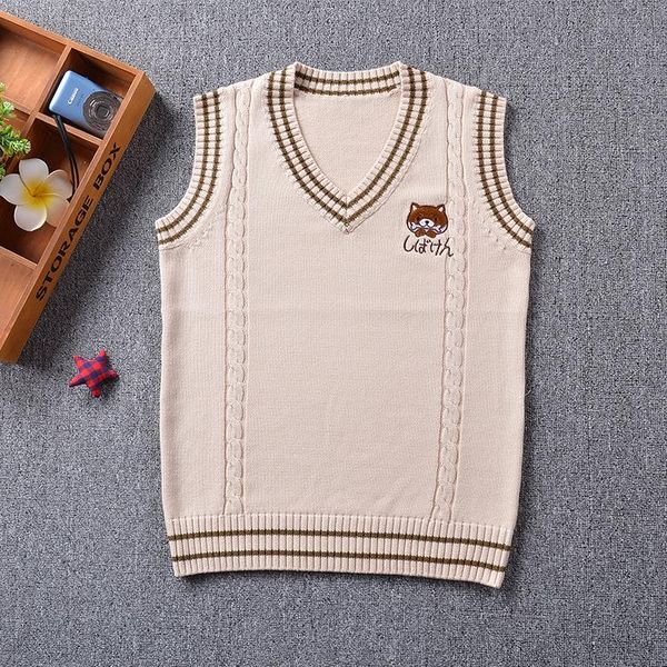 women's sweaters 2021 cute coffee puppy embroidery college style japan soft sister jk uniforms knitted vest, White;black
women's sweaters 2021 cute coffee puppy embroidery college style japan soft sister jk uniforms knitted vest, White;black