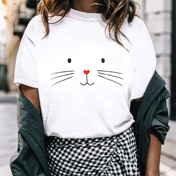 cartoon cat face print and men womens women short sleeve o neck loose summer fashion tee clothes, White;black
cartoon cat face print and men womens women short sleeve o neck loose summer fashion tee clothes, White;black