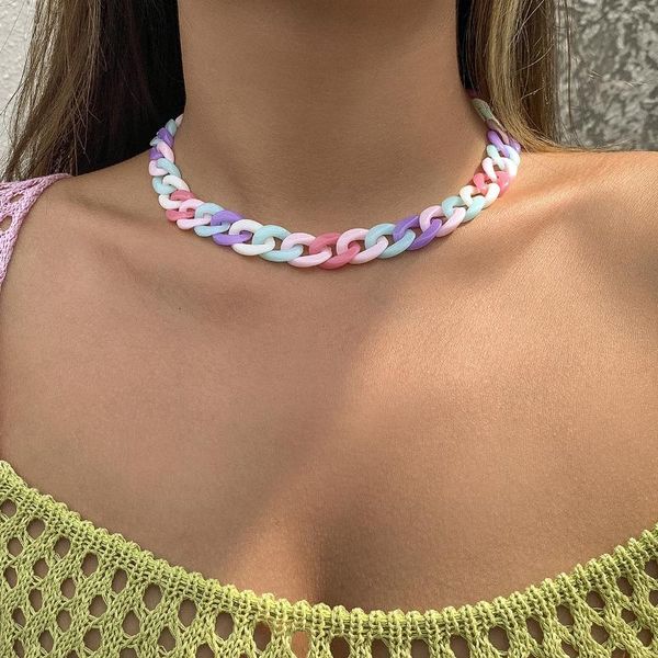 chains fashion rainbow color acrylic short braided geometric round simple necklace for women clavicle chain jewelry accessories, Silver
chains fashion rainbow color acrylic short braided geometric round simple necklace for women clavicle chain jewelry accessories, Silver