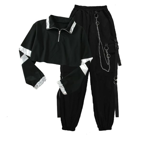 women's jeans student cargo pants buckle ribbon pocket jogger elastic waist high streetwear harajuku pant chain females two piece, Blue
women's jeans student cargo pants buckle ribbon pocket jogger elastic waist high streetwear harajuku pant chain females two piece, Blue